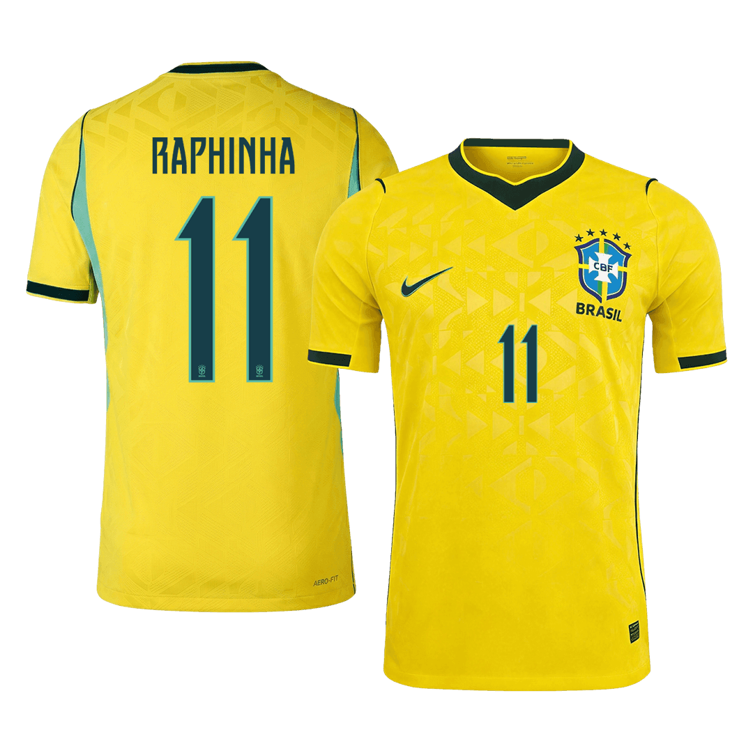 RAPHINHA #11 Brésil Domicile Maillot - Coupe du Monde 2026 Jaune Joueur