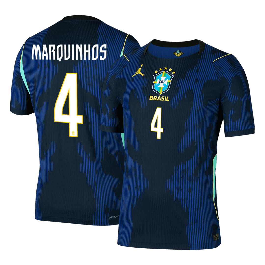 MARQUINHOS #4 Brésil Extérieur Maillot - Coupe du Monde 2026 Bleu marine Joueur