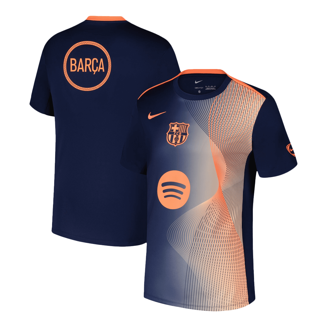 Barcelone Pre-Match Maillot 2025/26 Orange&Black Grande Taille