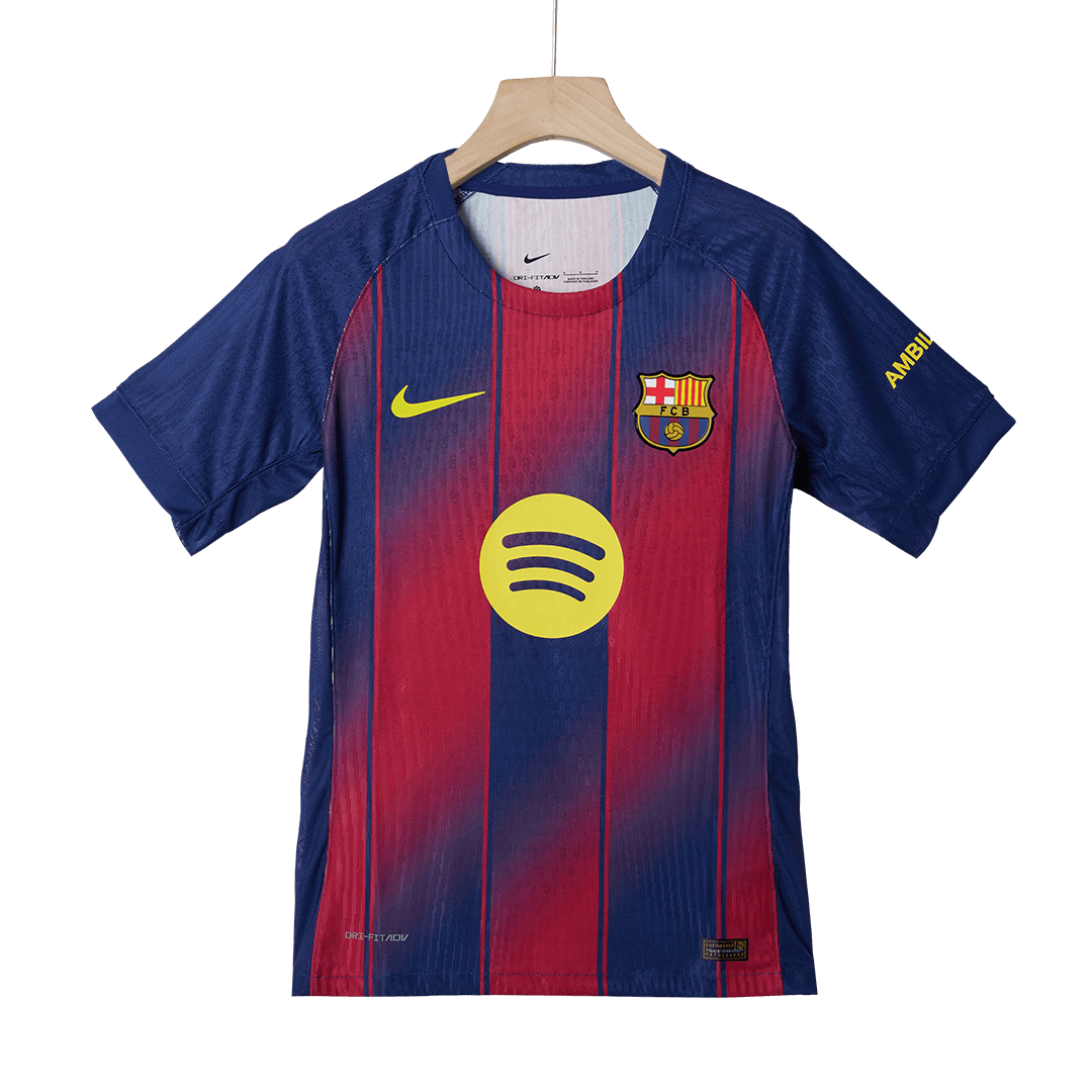 LAMINE YAMAL #10 Barcelone Domicile Maillot 2025/26 Rouge et Bleu Authentique