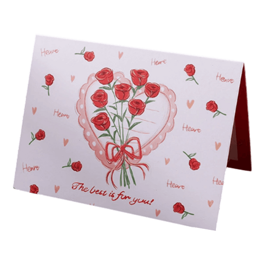 Custom Rose Heart Valentine's Day Card Red