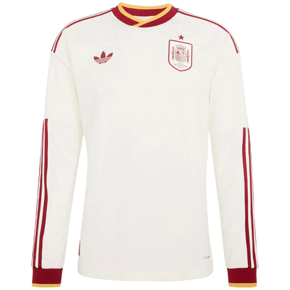 Espagne Extérieur Maillot Manches Longues - Coupe du Monde 2026 Blanc Grande Taille