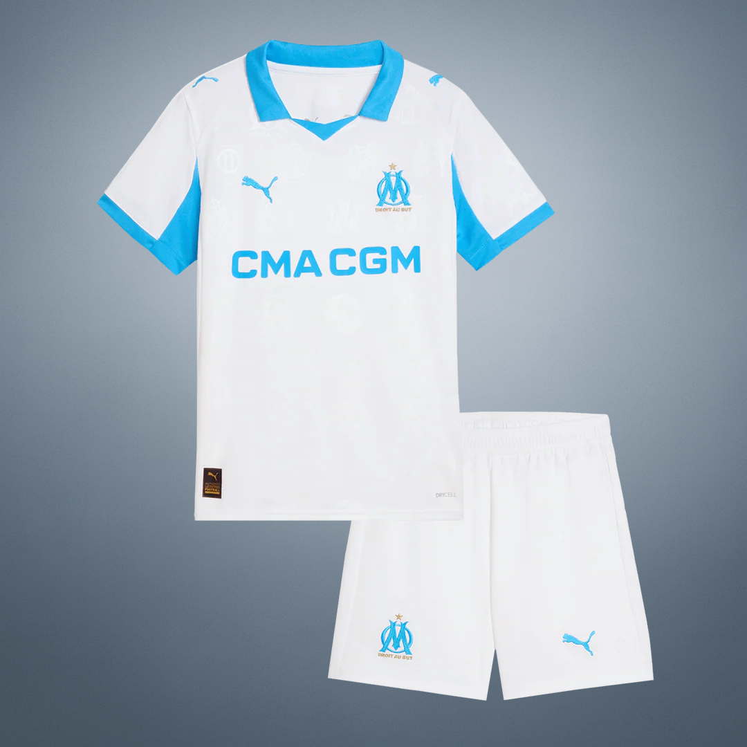 Vente Flash Olympique de Marseille Domicile Maillot Kit 2025/26 Enfant
