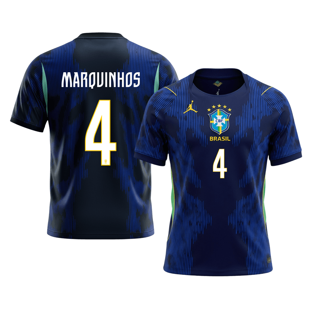 MARQUINHOS #4 Brésil Extérieur Maillot - Coupe du Monde 2026 Bleu marine