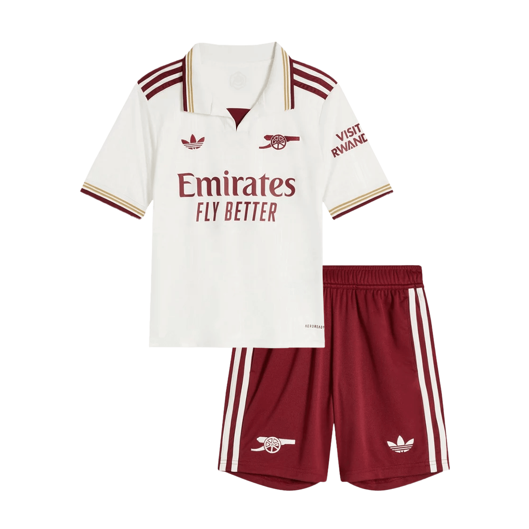 Vente Flash Arsenal Third Maillot Kit 2025/26 Enfant Blanc