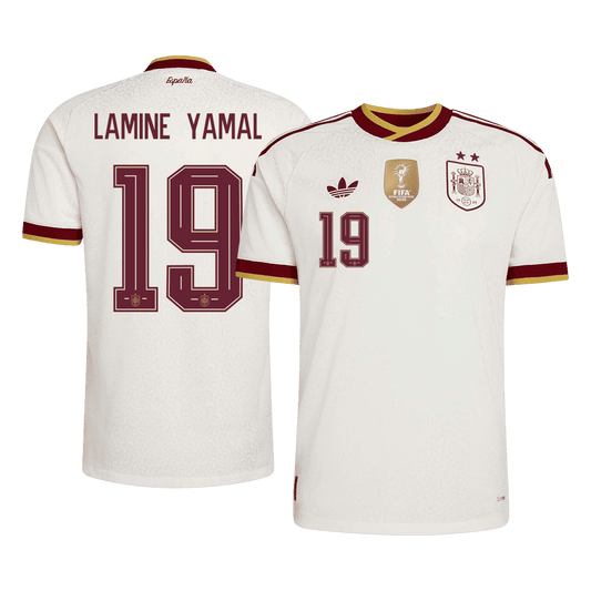 LAMINE YAMAL #19 Espagne Extérieur Maillot - Coupe du Monde 2026 Blanc Joueur