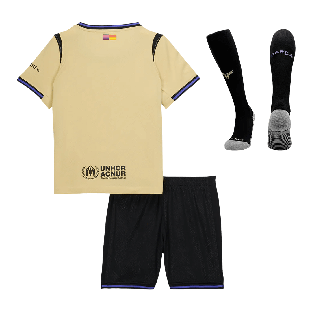 Barcelone Extérieur Maillot Kit 2025/26 Enfant Jaune&Noir