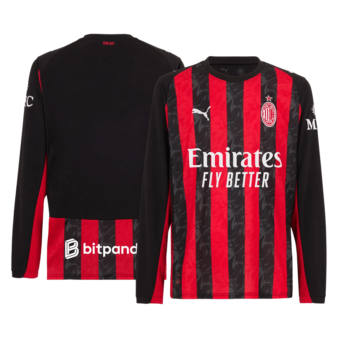 AC Milan Domicile Maillot Manches Longues 2025/26 Rouge&Noir Grande Taille